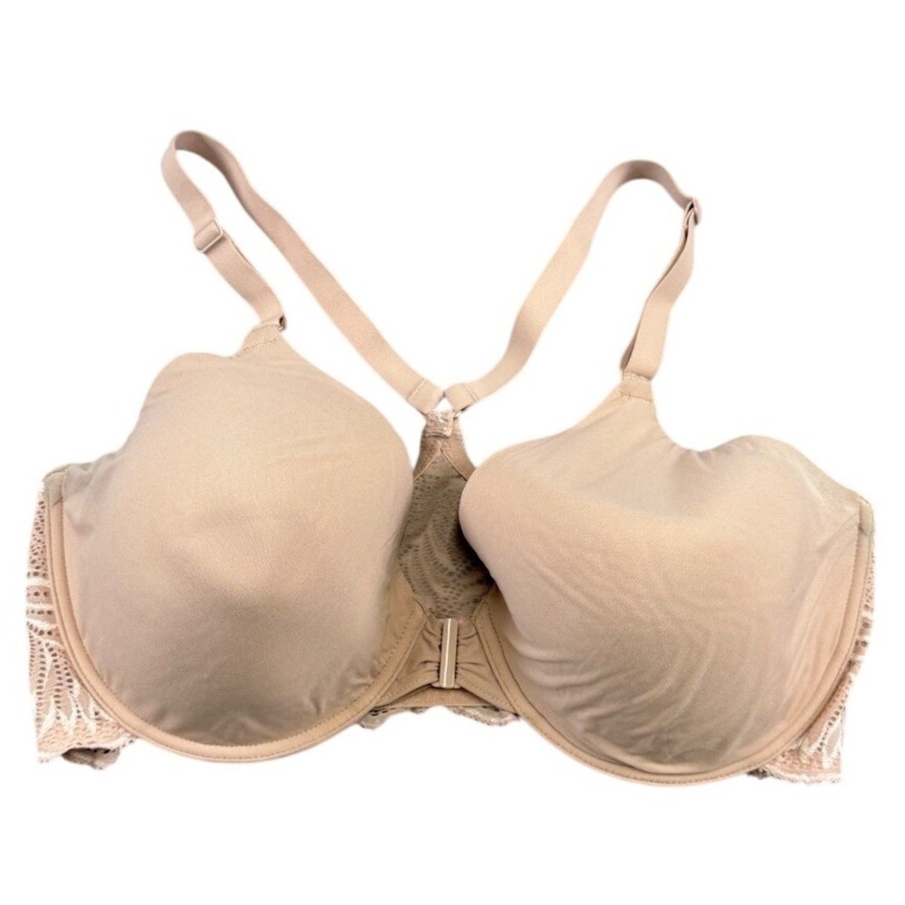 Natori Bliss Perfection Front Close Bra 38DDD Nude Lace Racerback 728309